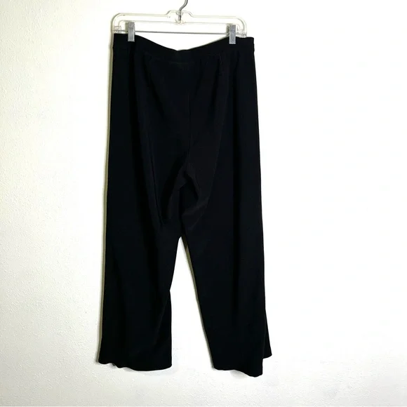 Coldwater Creek wide leg Black Trousers pants sz L petite pull on knit stretch - Picture 5 of 9